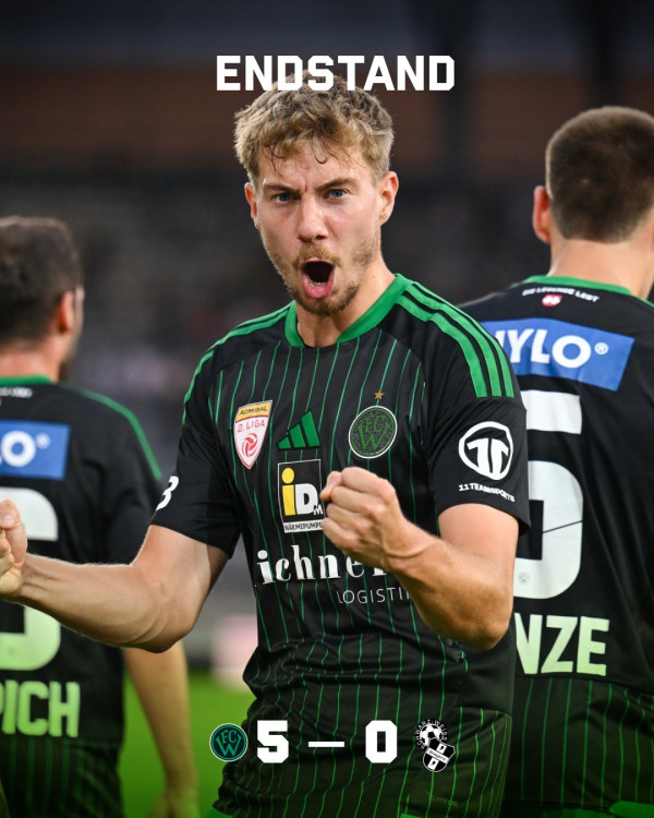 Erstes Spiel. Erster Sieg. 💪🏻

5:0! Besser hätte der Saisonauftakt nicht laufen können! Wir sichern uns die ersten wichtigen 3 Punkte der neuen Saison. 🖤💚

Unsere Torschützen: Kopp, Weinzierl, Sy, Joppich, Kunze

#fcw1913